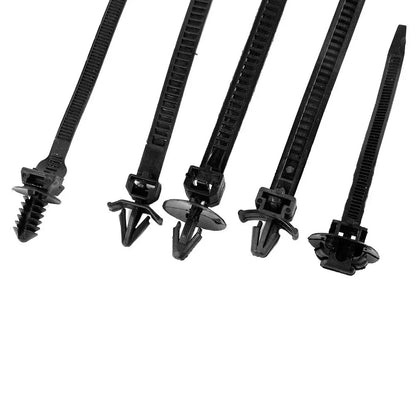 100 Pcs/Set Push Mount Winged Cable Ties for Car Chassis Zip Ties 5D