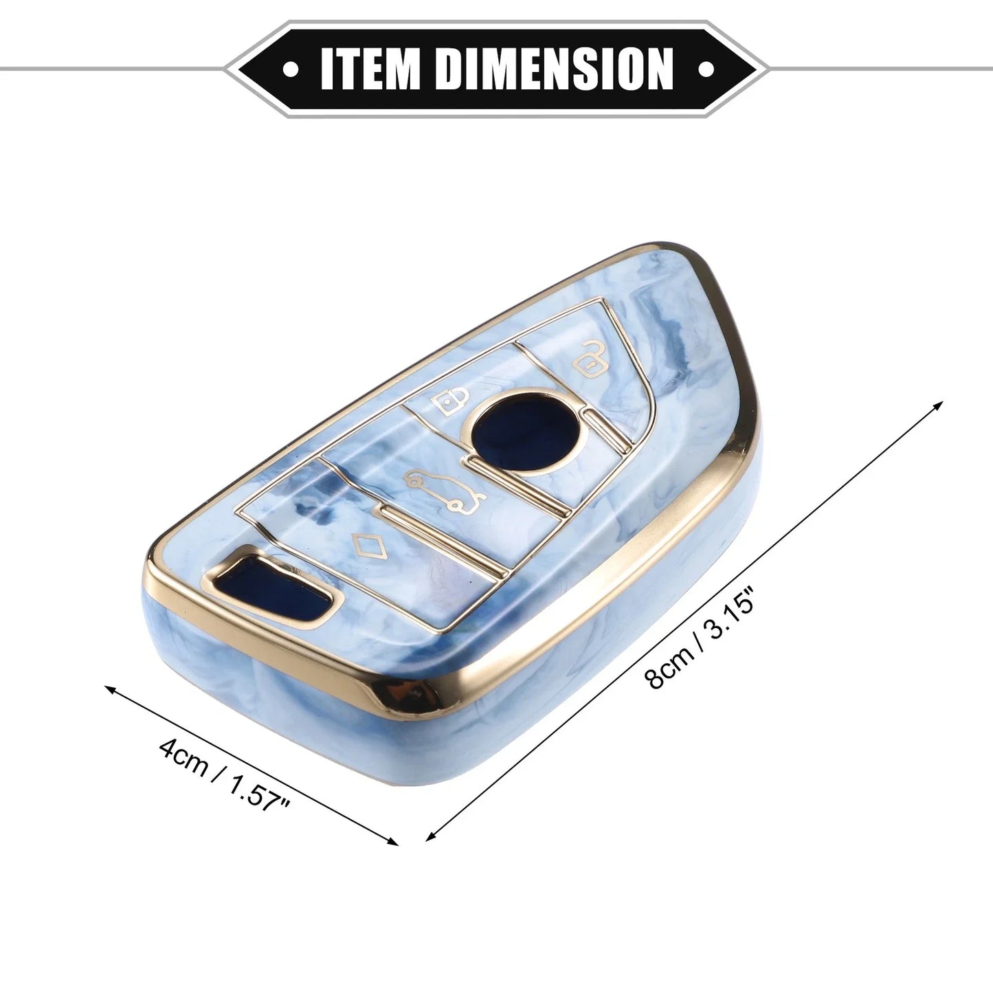 4 Buttons Remote Key Fob Cover for BMW 3-7 Series TPU Blue