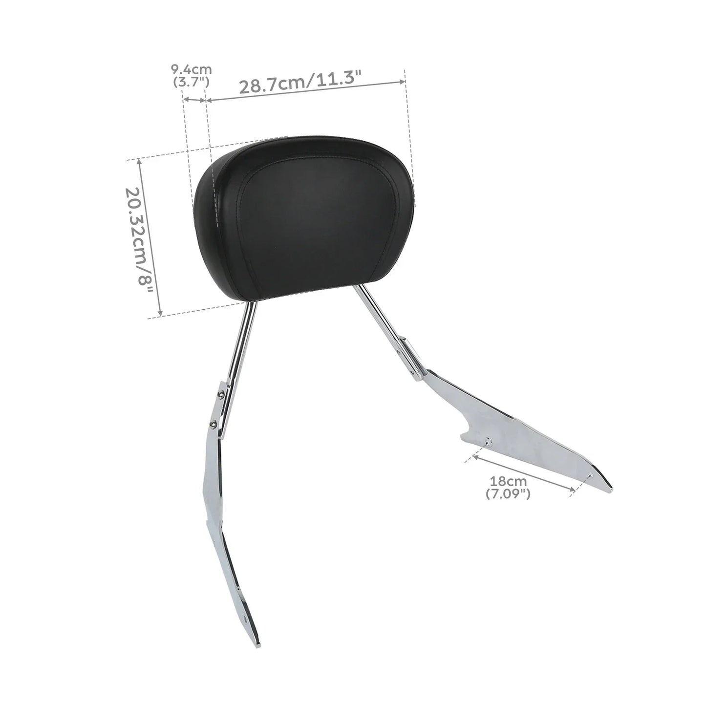 Black/Chrome Sissy Bar Backrest Pad for Suzuki Boulevard M109RZ (2006 - 2023)
