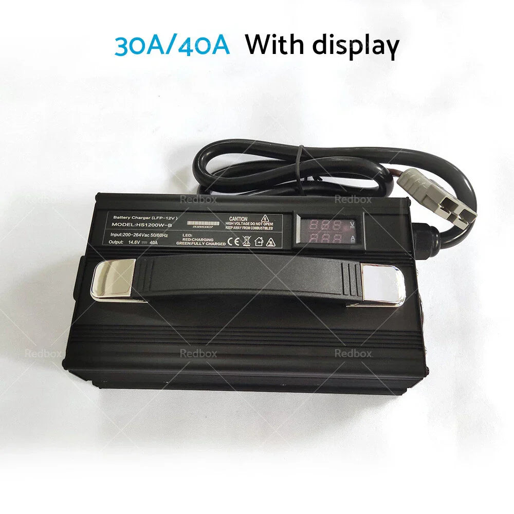 30A/40A Lithium Battery Charger w/ Display for LiFePO4 (14.6V)