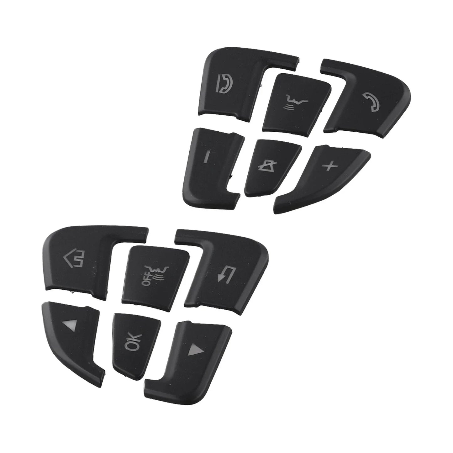 Black ABS Button Cover Sticker / 12pcs / Button Cover Sticker for Mercedes C-Class W205 (2014–2021)