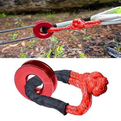 Recovery Ring Snatch Block Pulley w/ Soft Shackle for Tow Winch Rope Straps
