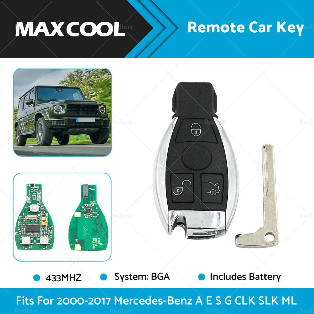 433Mhz Remote Key for Mercedes Benz A E S G CLK SLK ML Class