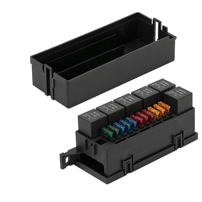 11-Way Relay Fuse Box 12V 40A w/ 6 Relays & 11 Fuses for Car
