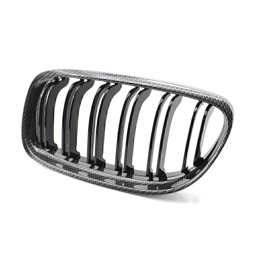 Carbo & Black Double Slat Front Kidney Grille for BMW E90 E91 325i 328i 335i (09-12)