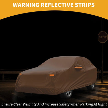 Car Cover 210D-PU Waterproof All Weather for BMW X5 Orange Zipper