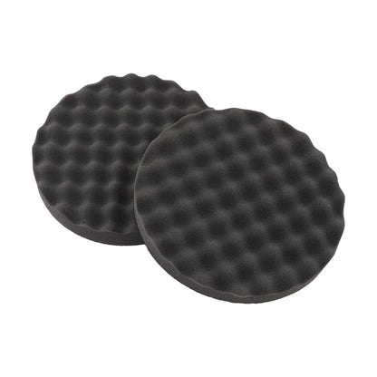 2 x Black Round Foam Compounding Polishing Pad Single Sided Flat Back