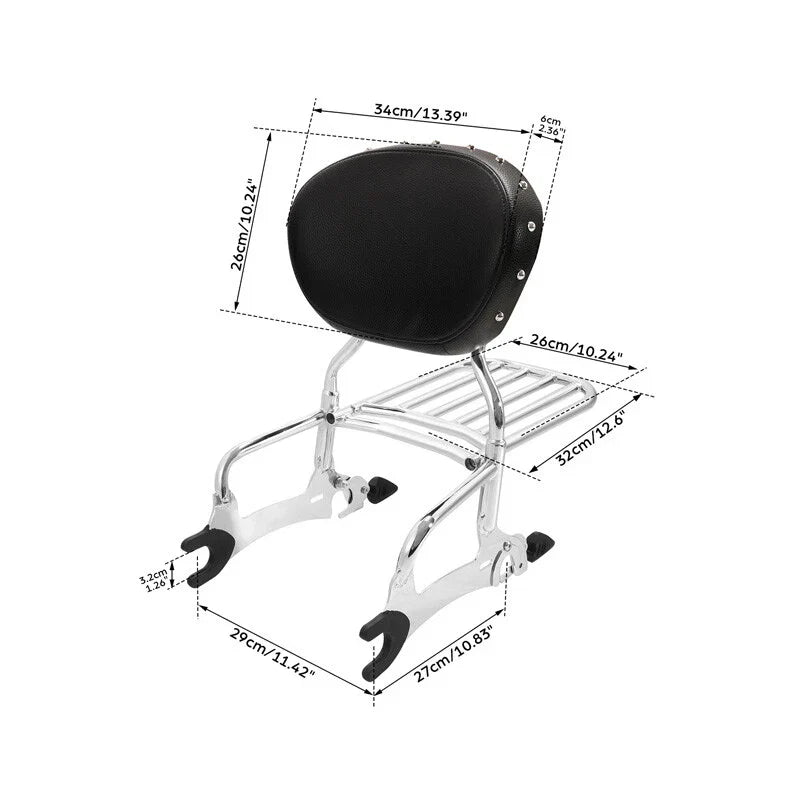 Backrest Sissy Bar & Luggage Rack for Indian Chieftain, Springfield (2014-2022)