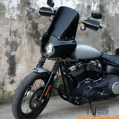 Headlight Fairing Windshield w/ Extension Blocks for Harley Dyna FXDB (2006-2017)