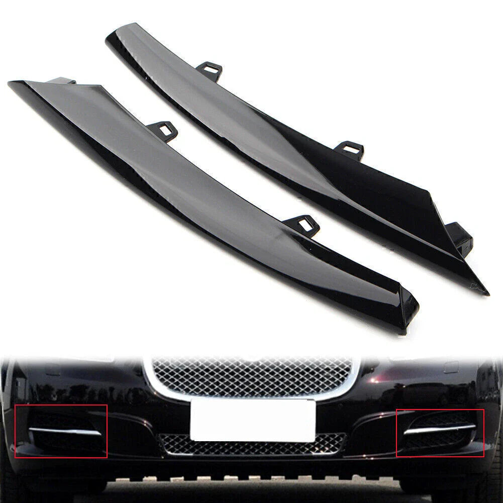Gloss Black Front Side Grille Bumper Molding Trim for Jaguar XJ (2010-2015)