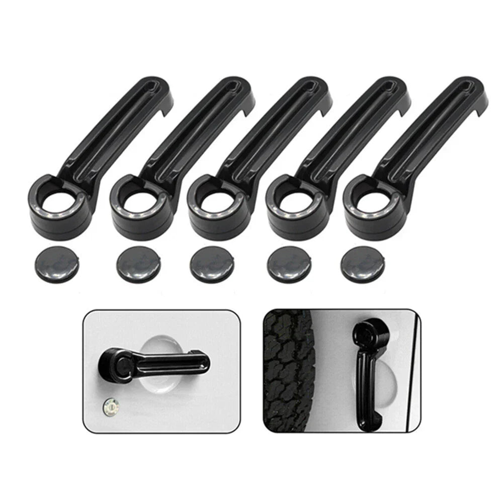 5 x Black ABS Outside Door Handle Cover Trim Set for Jeep Wrangler (2007-2018)