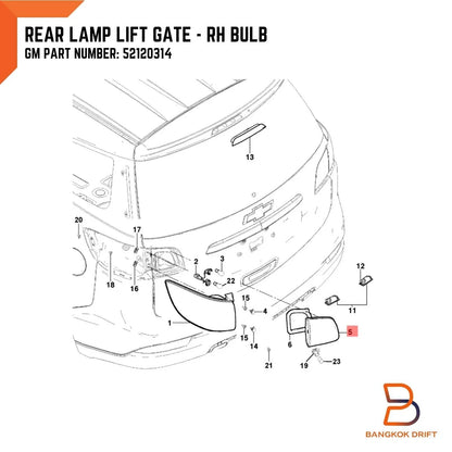 Rear RH Tail Lamp Light for Holden Colorado 7, Trailblazer (2012-2022)