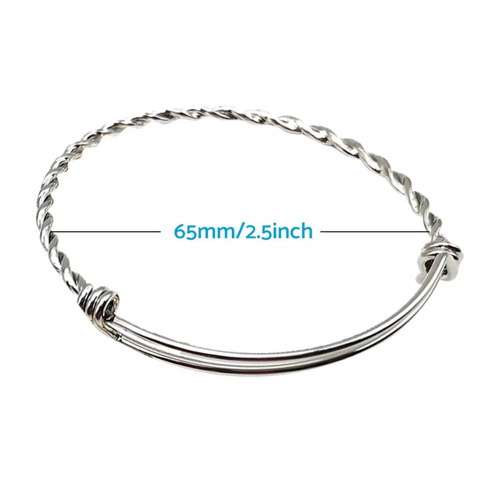 10PCS 2.5" Stainless Steel Adjustable Bangle Bracelets
