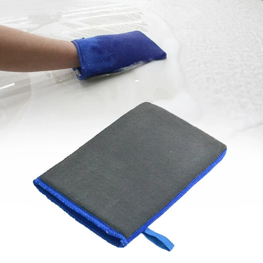 Car wash Gloves Reusable Clay Mitt for Detailing Blue