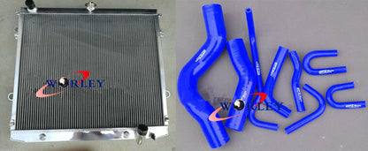2 Row Aluminum Radiator + Blue Hose for Land Cruiser VDJ200 4.5TD V8 Diesel (07-15)