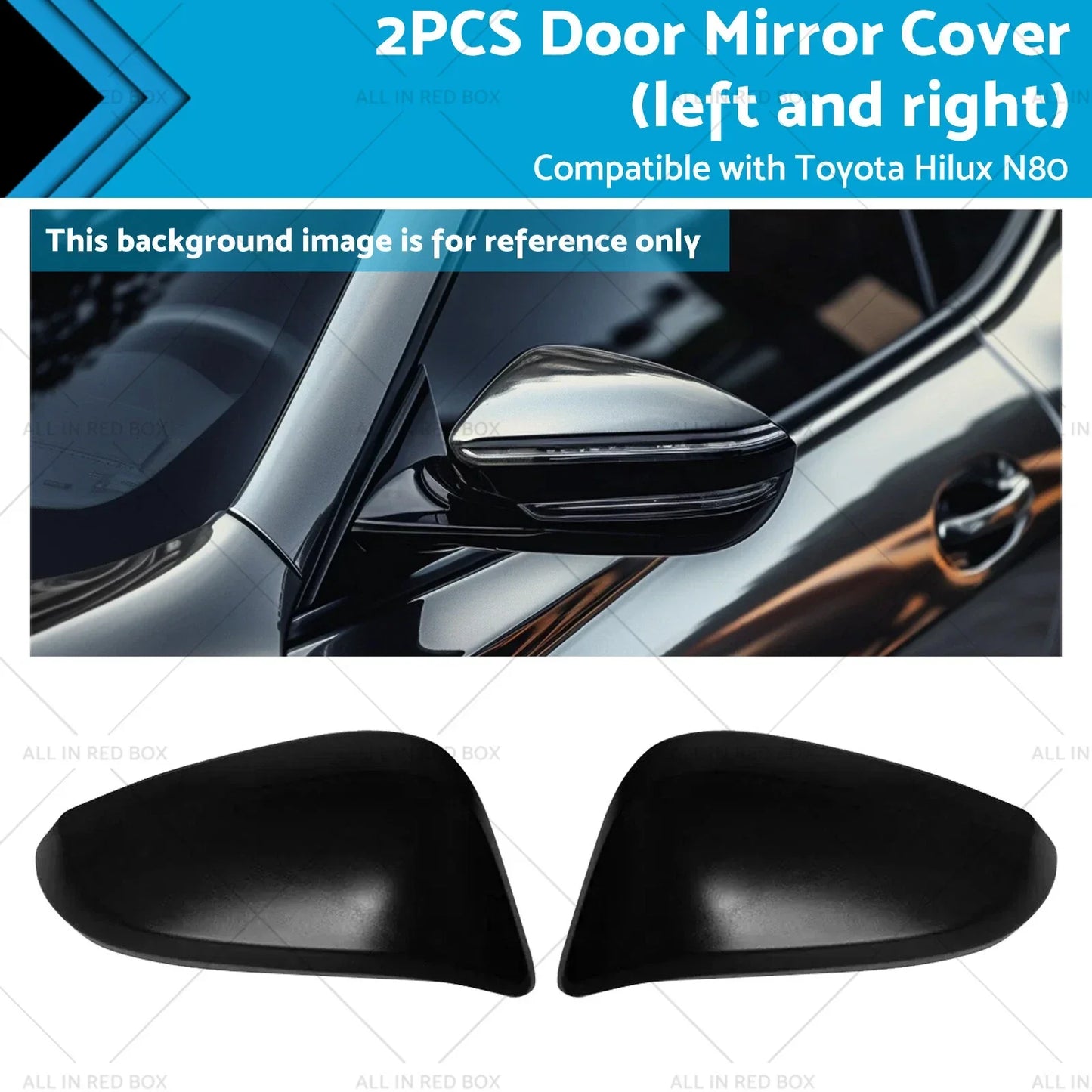 Black Door Mirror Cover for Toyota Hilux N80 (2015-2023)