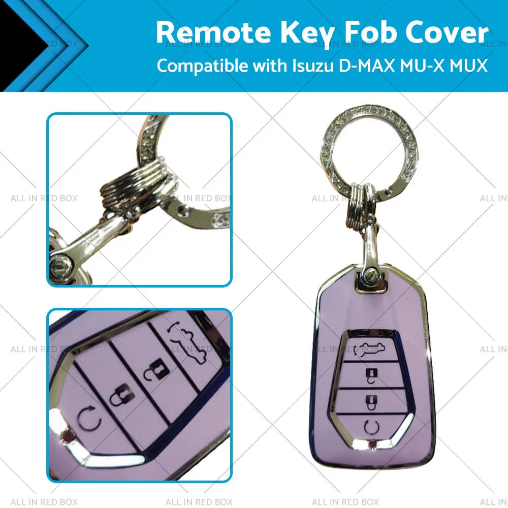 TPU Key Fob Cover for Isuzu D-MAX MU-X MUX 4 Button Purple (2012-2023)