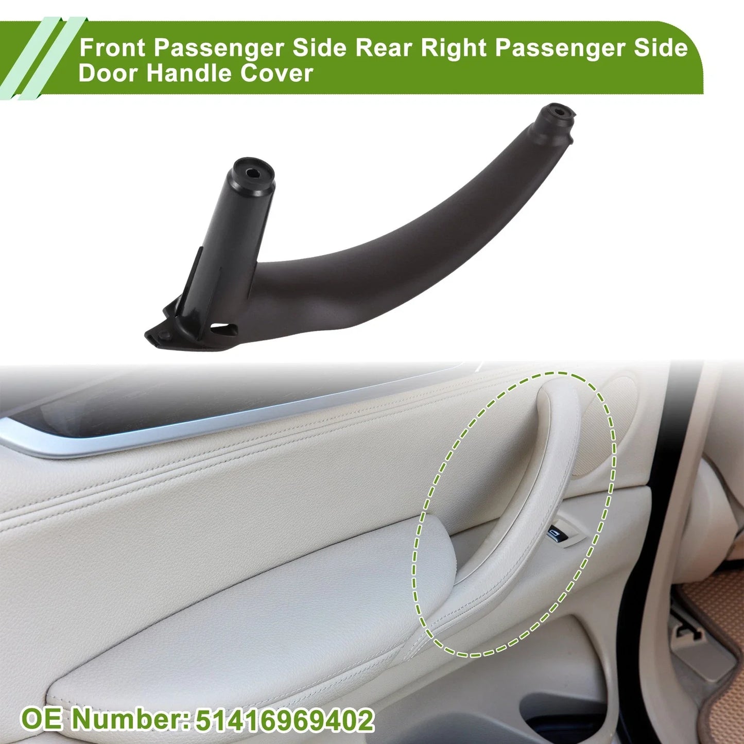 Door Panel Handle Pull Trim Cover Deep Brown BMW X5 (2007-2013)