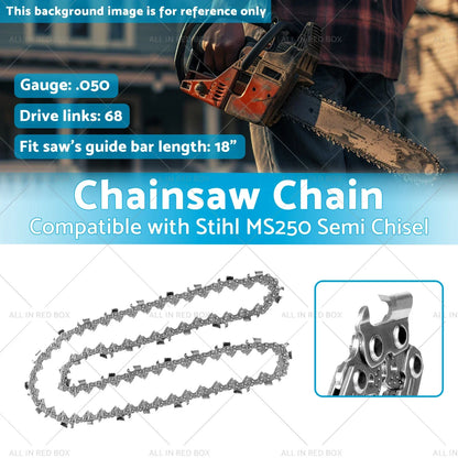 18" Tungsten Carbide Chainsaw Chain .325" 68 DL for Stihl MS250 (2002-2018)