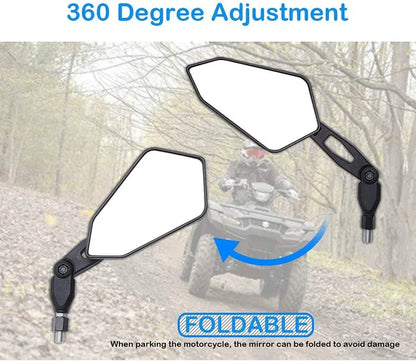 Adjustable Motorcycle Handlebar Rearview Mirrors 10mm Thread Black