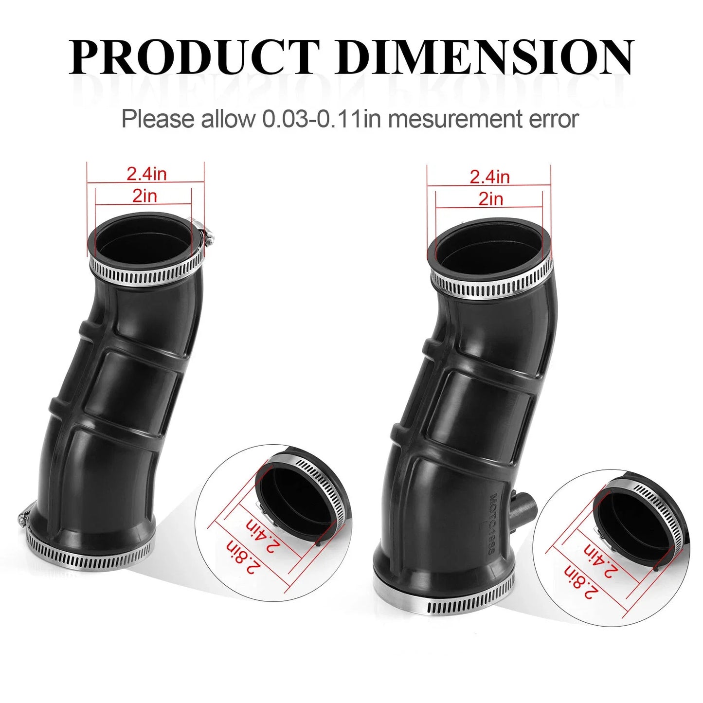 Left + Right 2 x Snorkel Air Box Intake Tube for Yamaha Raptor 660R (2002–2005)