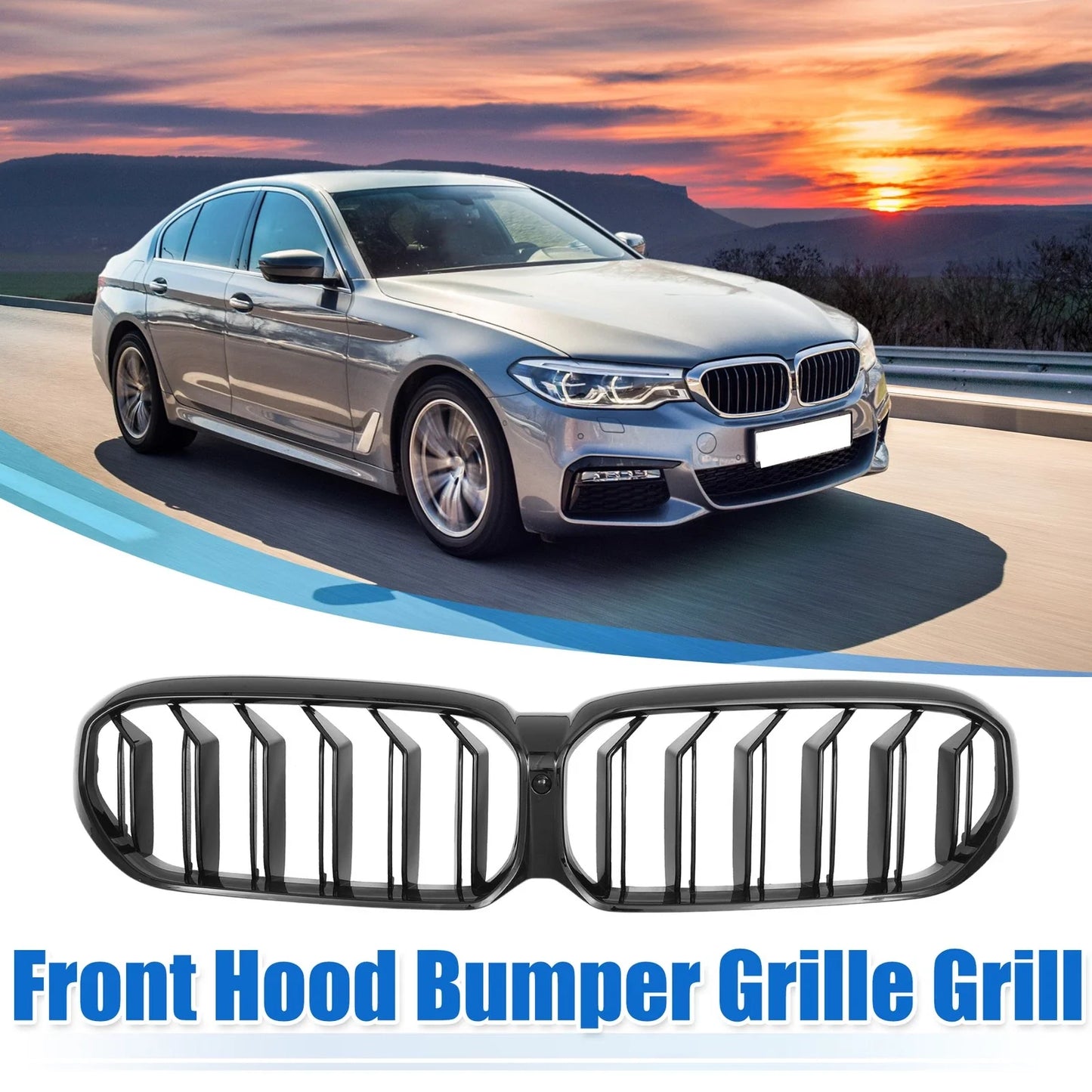 Front Hood Bumper Grille Double Slat for BMW 530i xDrive 540i M5 G30