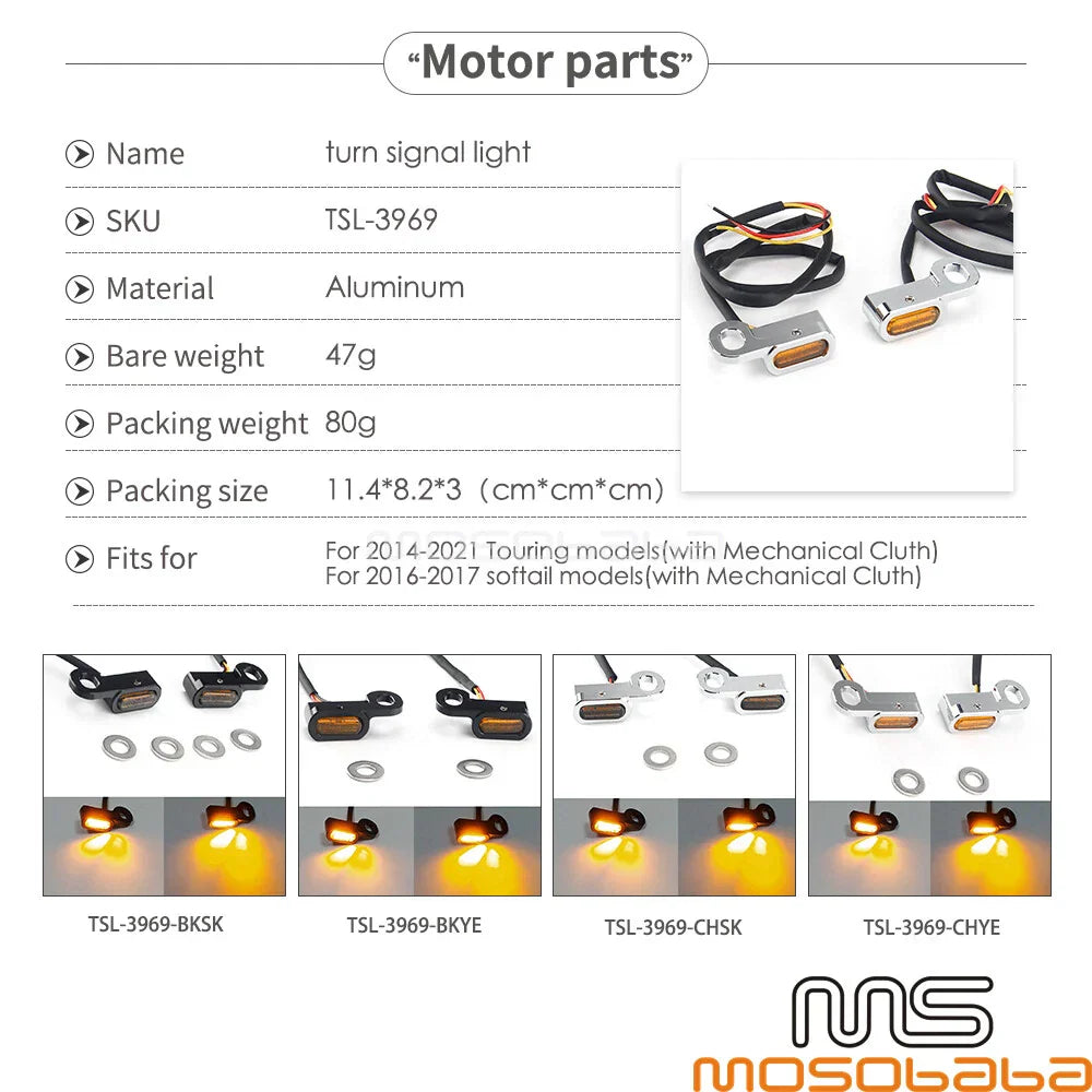 Mini LED E Mark Turn Signal Lights for Harley Softail FLS (2016-2017)