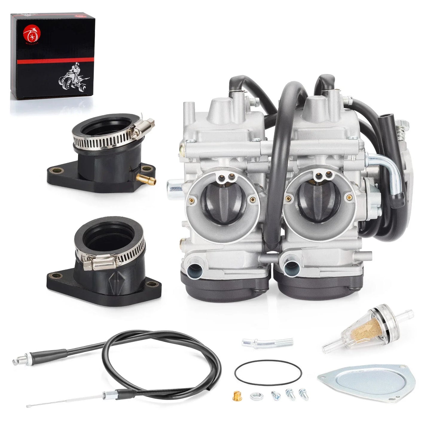 2x Carburetor Manifold+Throttle Cable for Yamaha Raptor 660 YFM660R (2001–2005)