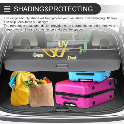 Retractable Cargo Cover for Honda Pilot 2023-2024 Trunk Parcel Shelf Gloss Black