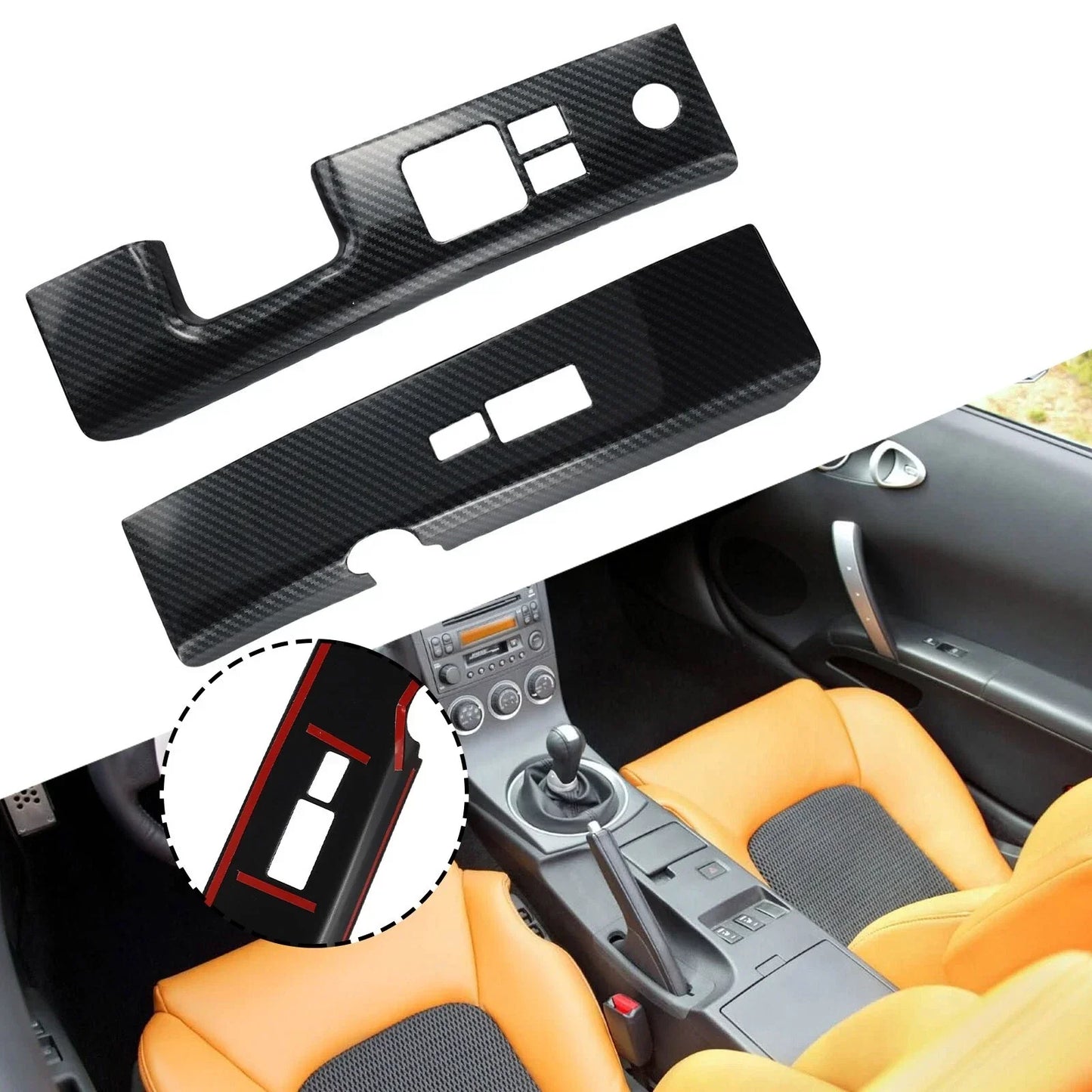 Glass Switch Covers ABS Carbon Fiber for Nissan 350Z (2006–2008)