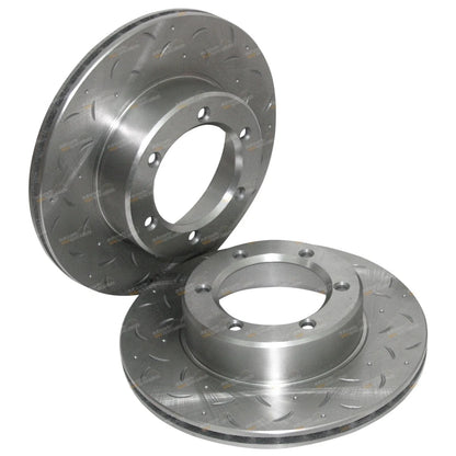 2 x Front Slotted Disc Brake Rotors for Hilux VZN167 VZN172 4x4