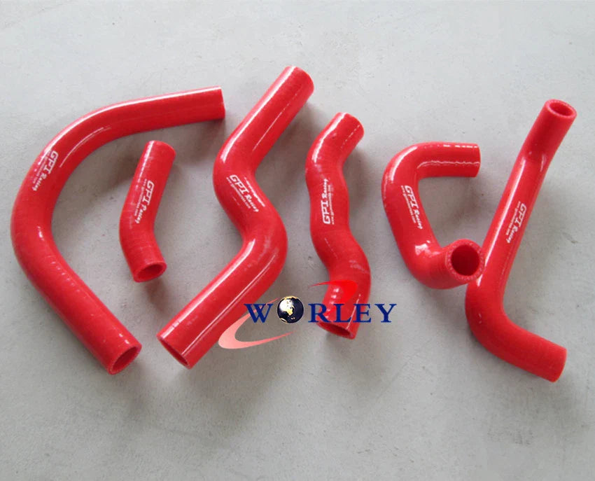 Aluminum Radiator & Red Silicone Hose Kit for Honda RVF400 NC35 NC30