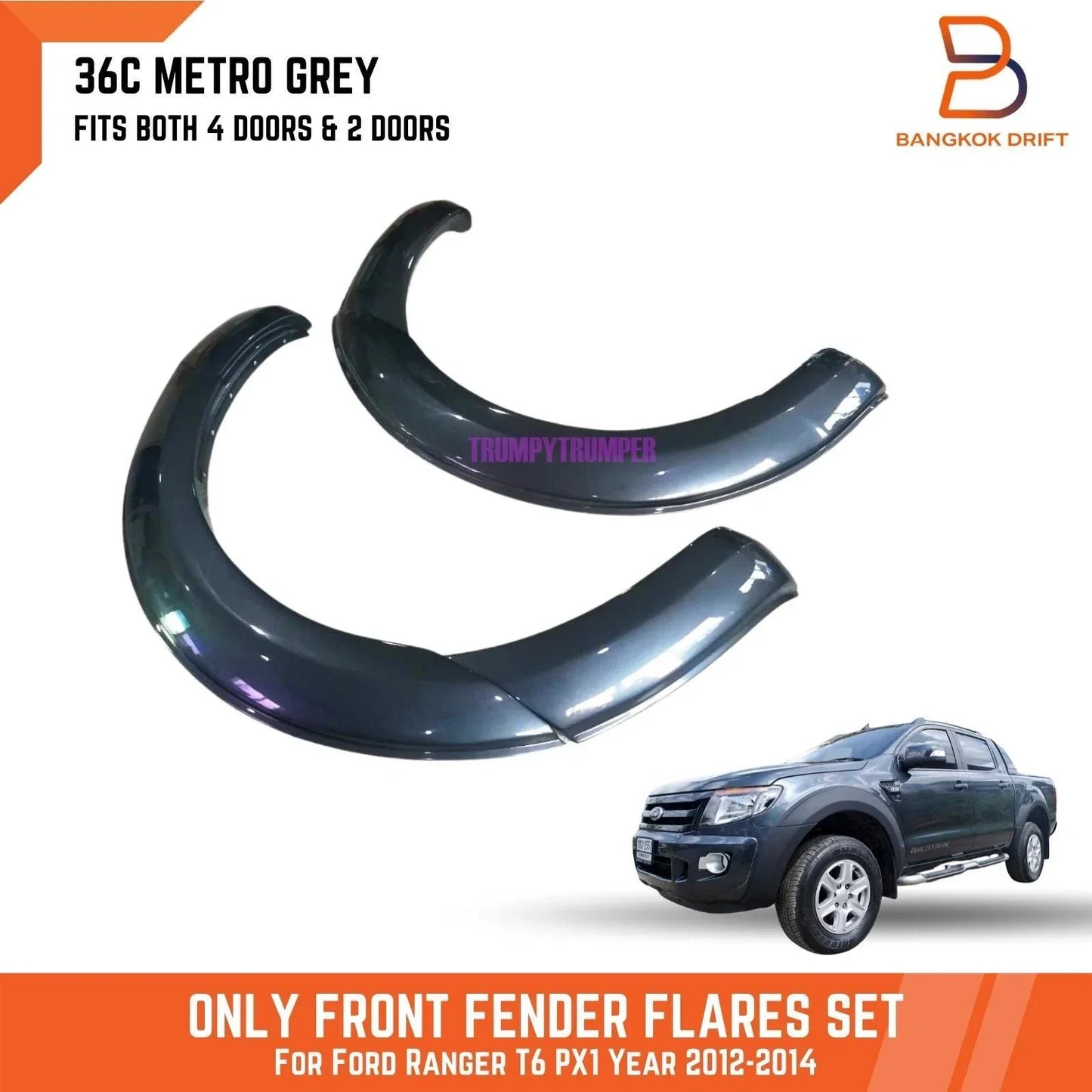 Front Fender Flares for Ford Ranger T6 PX1 2012-2014 ( METRO GREY)