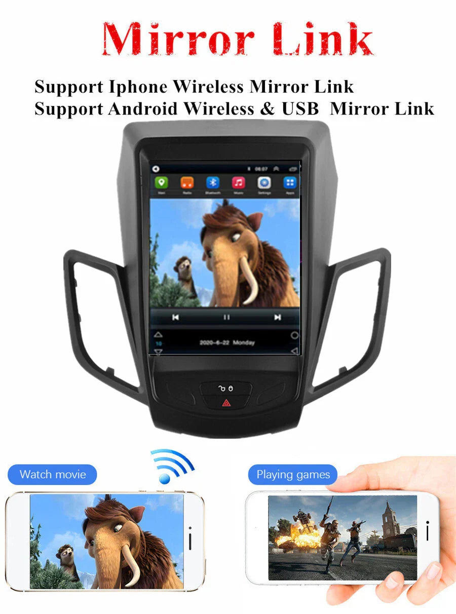 9.7" Vertical Stereo for 2009-2016 Ford Fiesta - NAVI, Carplay, Android Auto