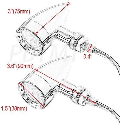 Black LED Motorcycle Bullet Turn Signal Lights for Harley Chopper