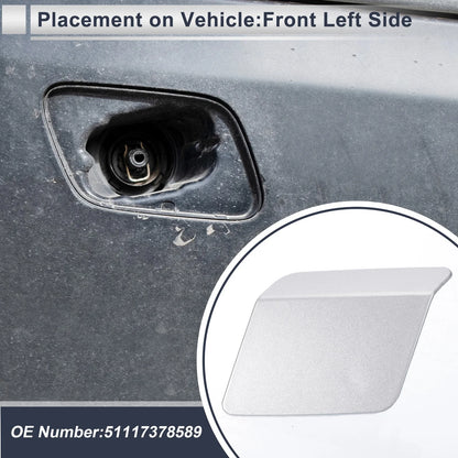 Front Left Side Bumper Headlight Washer Nozzle Cover Cap for BMW X5 Silver Tone