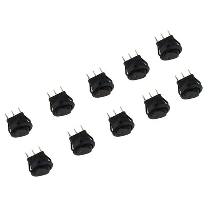 Rocker switch 10 x SPST 2-pin Red LED for Marine Boat Car RV Motorcycle
