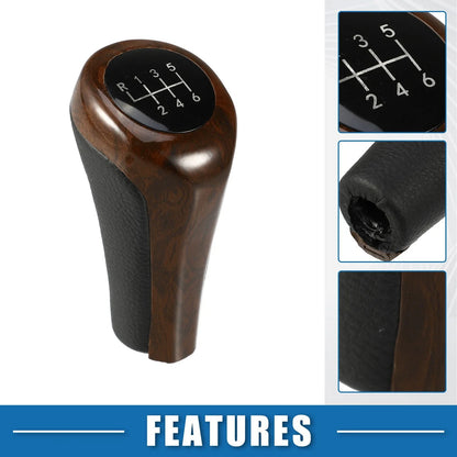 Automatic Transmission Gear Shift Knob 6 Speed for BMW Black Red Wood Pattern