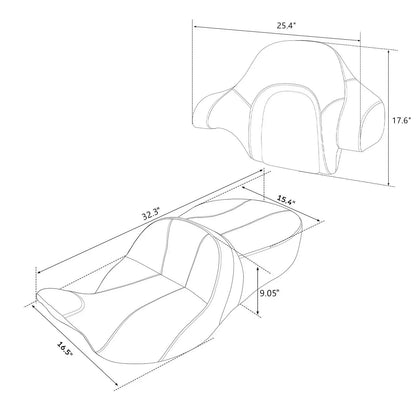 Driver Passenger Seat Backrest Pad for Harley Road Street Glide (2014-2023)