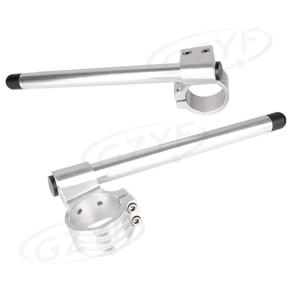52mm Clip On Handlebar Fork Tubes for Motorcycle - Universal Silver