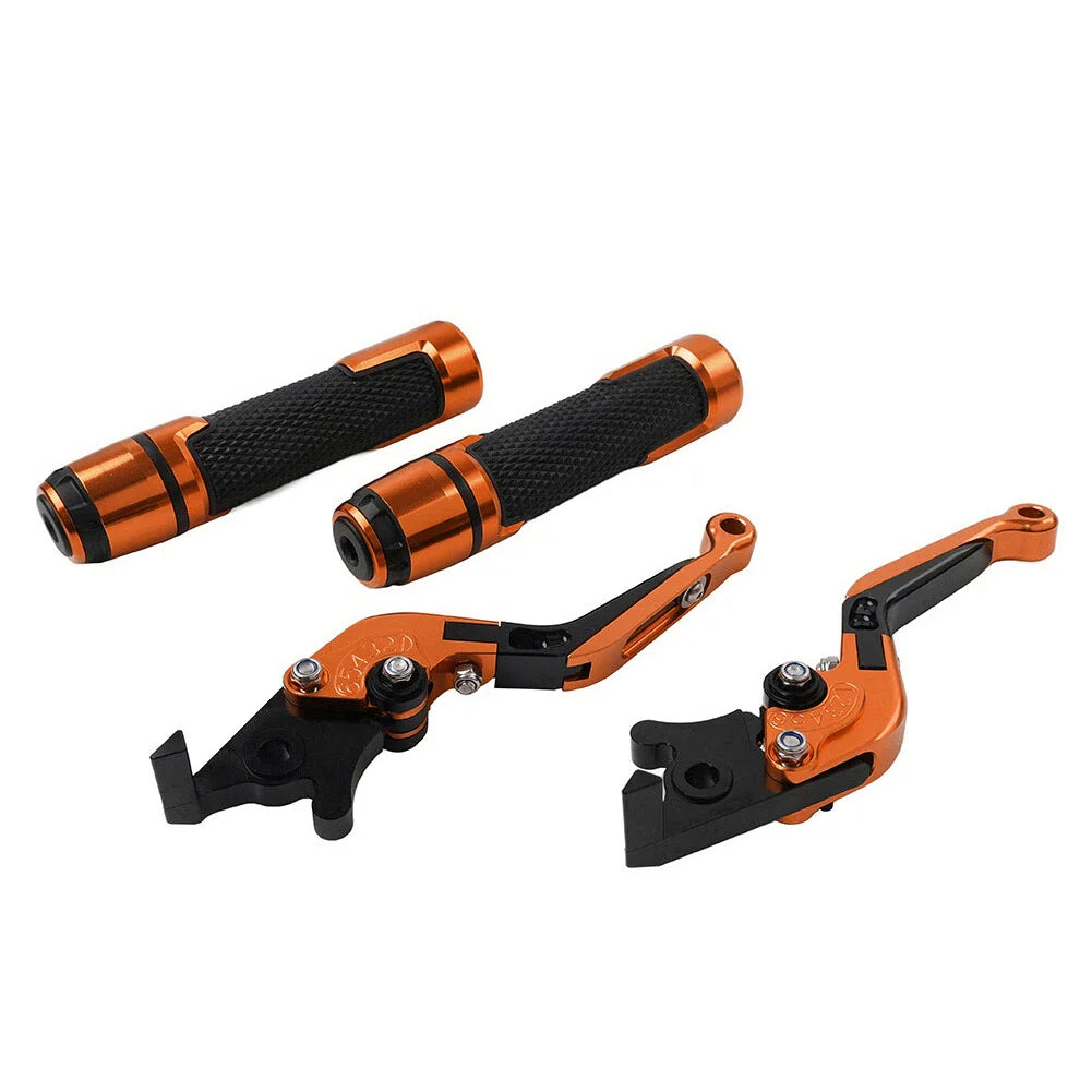 Orange Extendable Brake Clutch Levers & Handlebar Grips for Kawasaki ZX6R