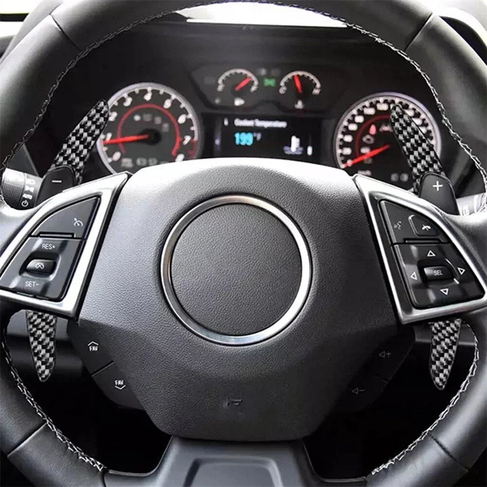 Carbon Fiber Black Steering Wheel Shift Paddle Shifter for Chevy Camaro (2016-2022)