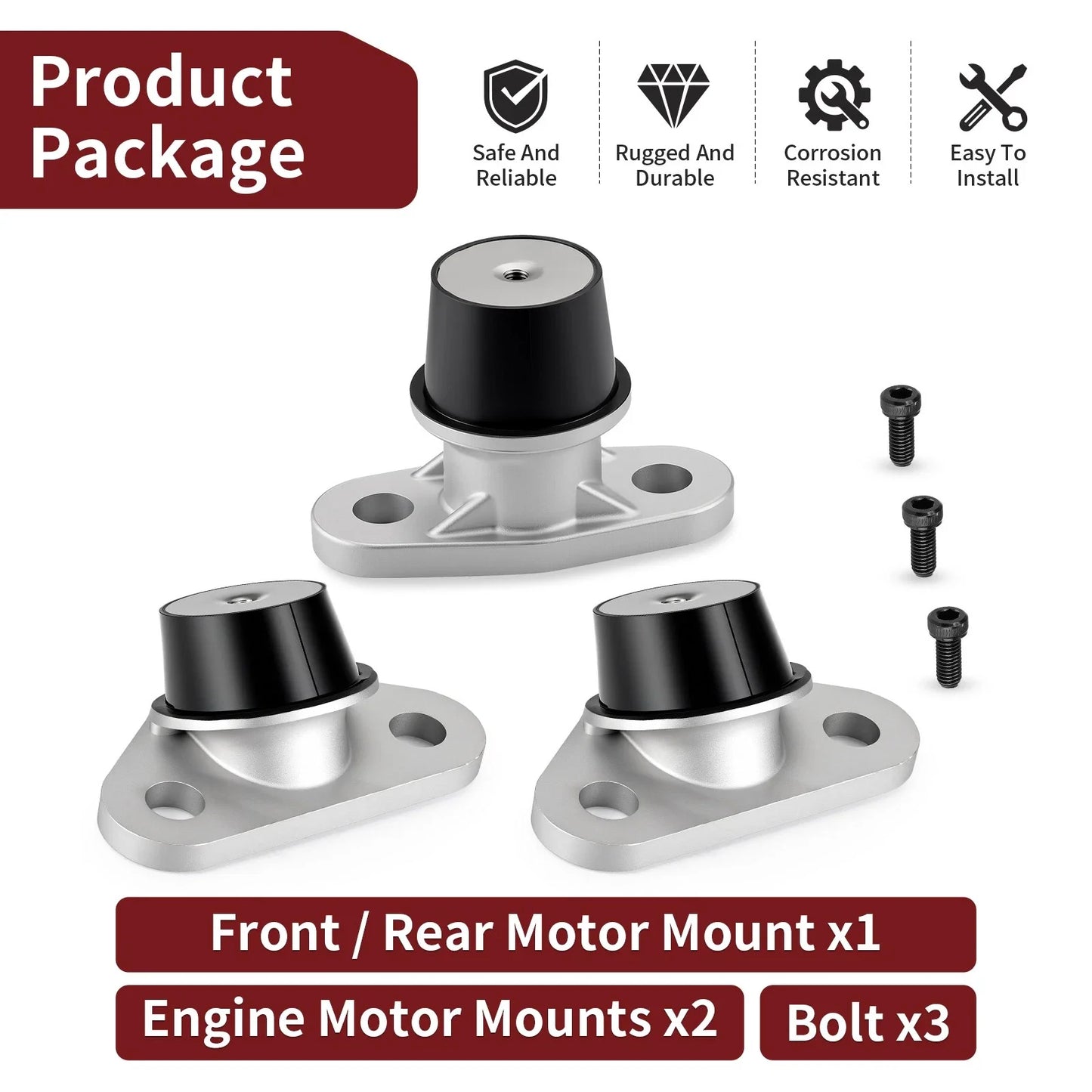 Front & Rear Engine Mounts 3Pcs/Set for Sea Doo GTS (2011–2025)