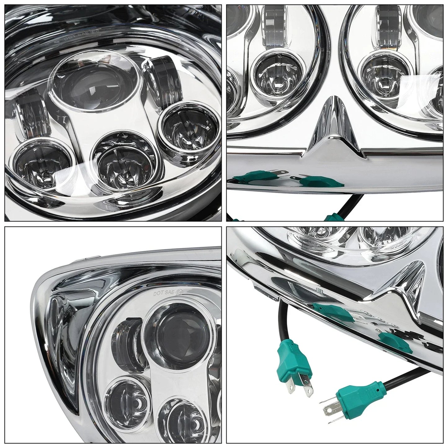 5 3/4in Projector LED Dual Front Headlight Lamp for Harley Road Glide (1998-2013)