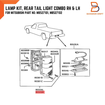 Black Clear Rear Tail Light Lens for Mitsubishi Triton Ute (1987-1996)