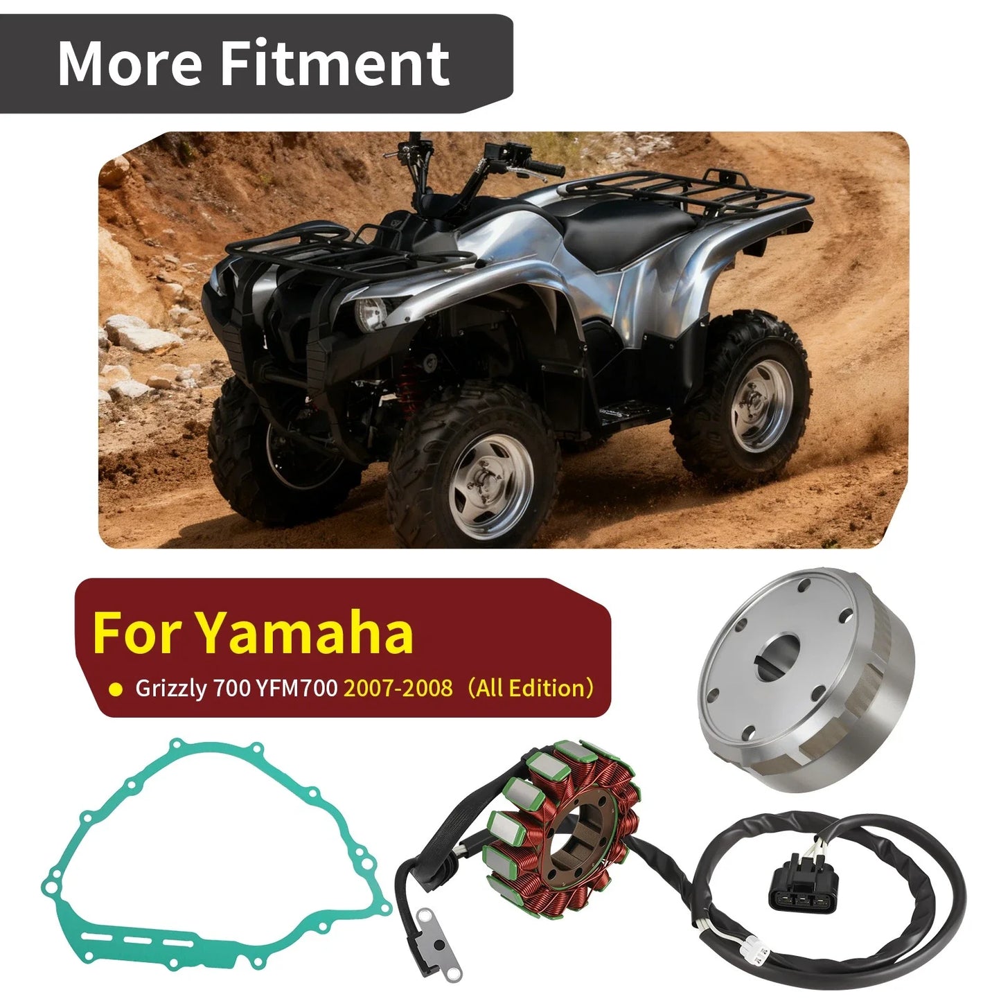 Flywheel Stator w/Gasket for Yamaha Grizzly 700 YFM700 (2007–2008)
