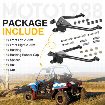 Left & Right Front Control A-Arm & Bushing Kit for Polaris RZR 170 (2009–2021)