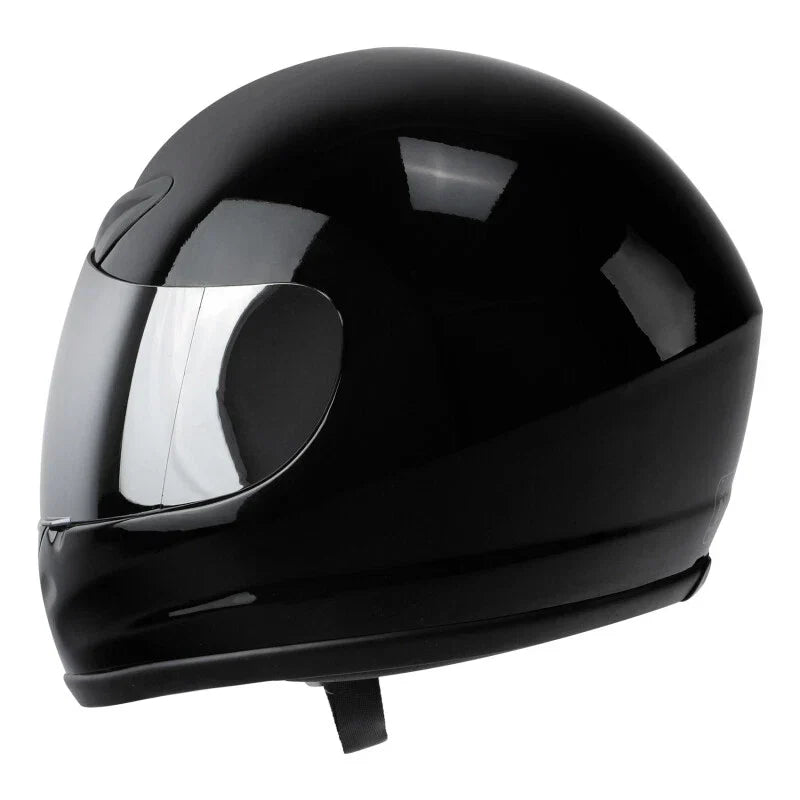 Full Face Motorcycle Helmet Glossy Silver for Street Bike Adult S-XXL