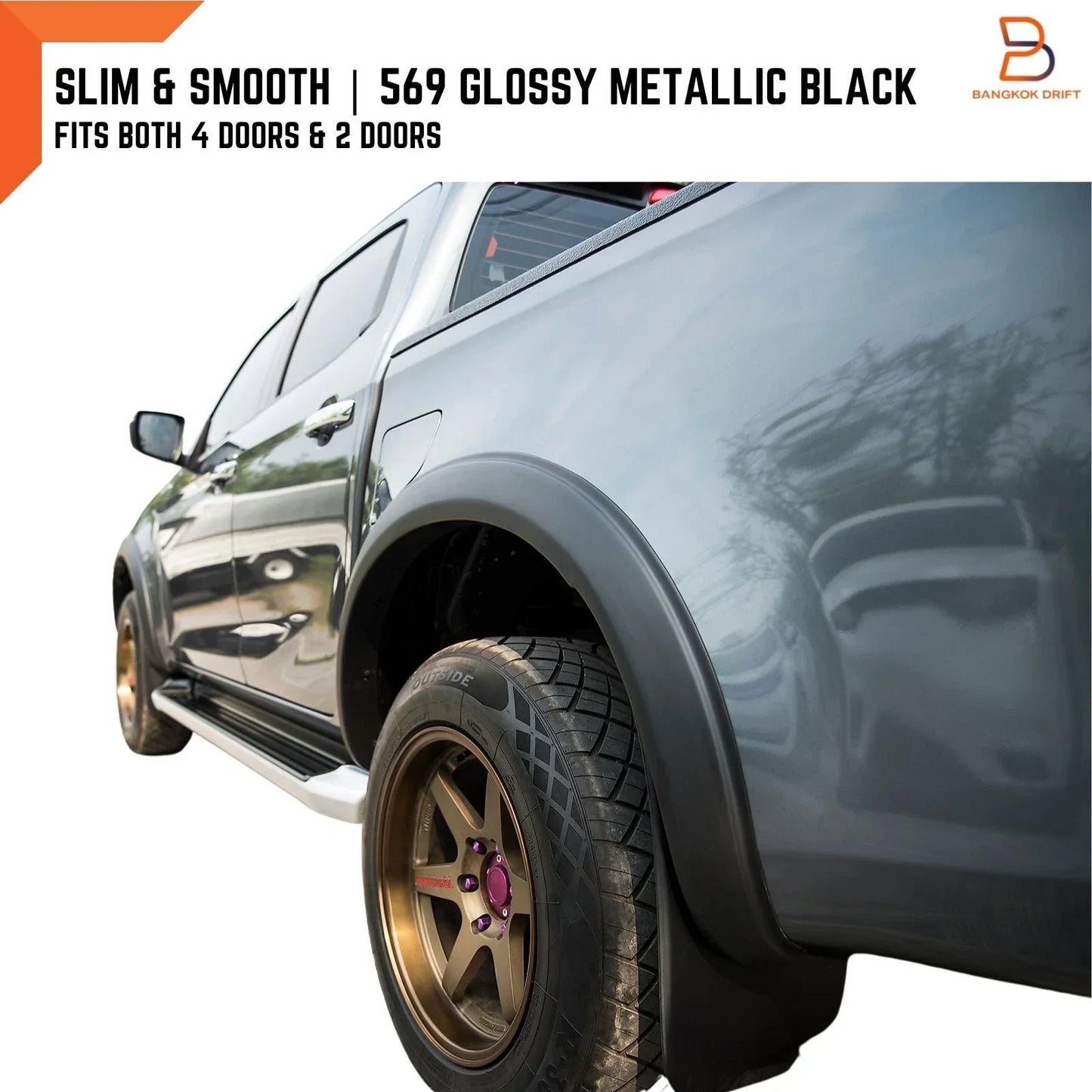 3" Slim Fender Flare Arch Gloss Black for Isuzu D-Max Dmax (2020-2023)