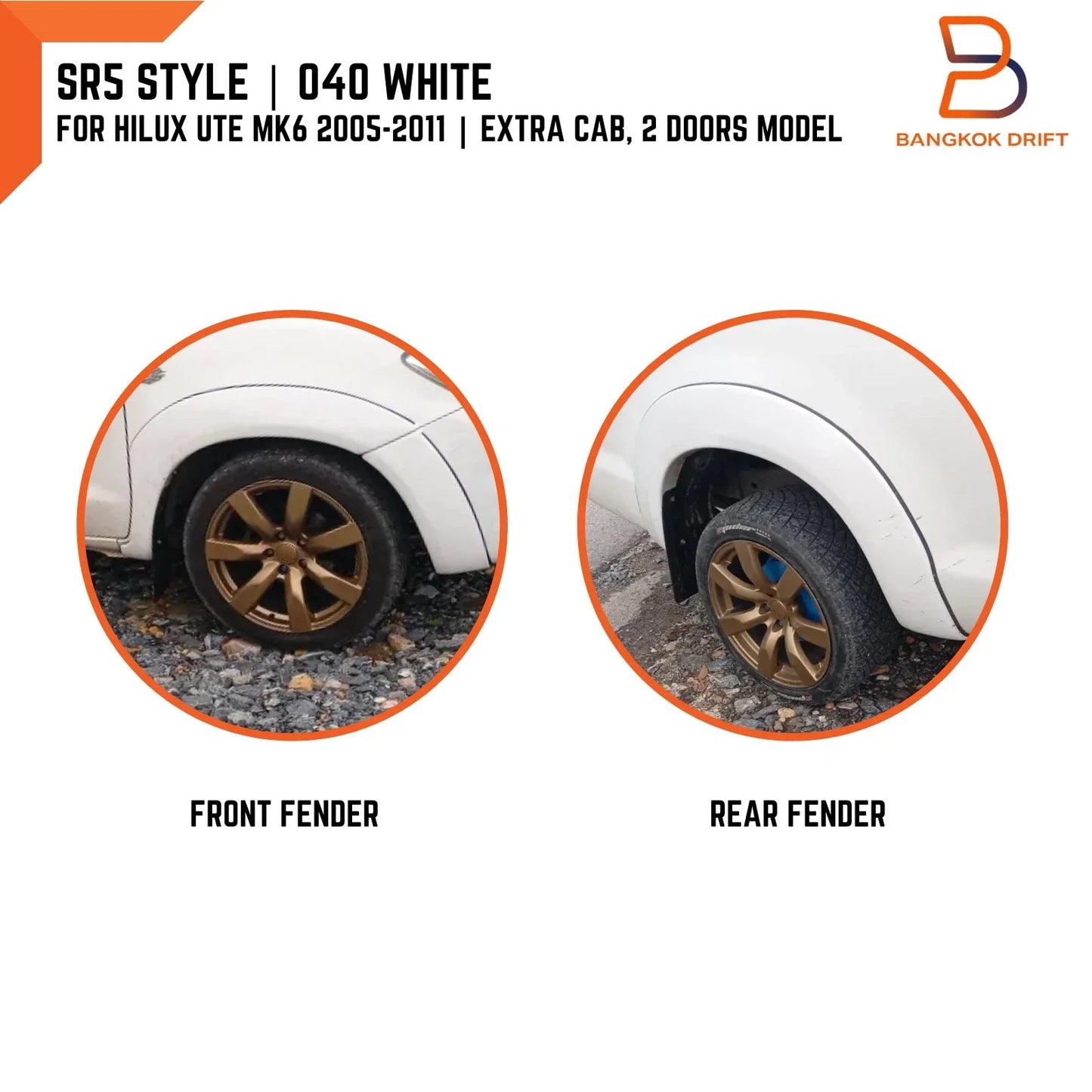 White SR5 Fender Flare Arch for Toyota Hilux Ute Vigo MK6 (2005-2015)